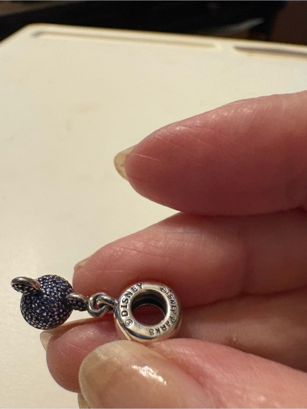 Pandora Silver Sparkling Mickey Mouse Ears Blue Pave Dangle Charm 791471NCB - Picture 6 of 9